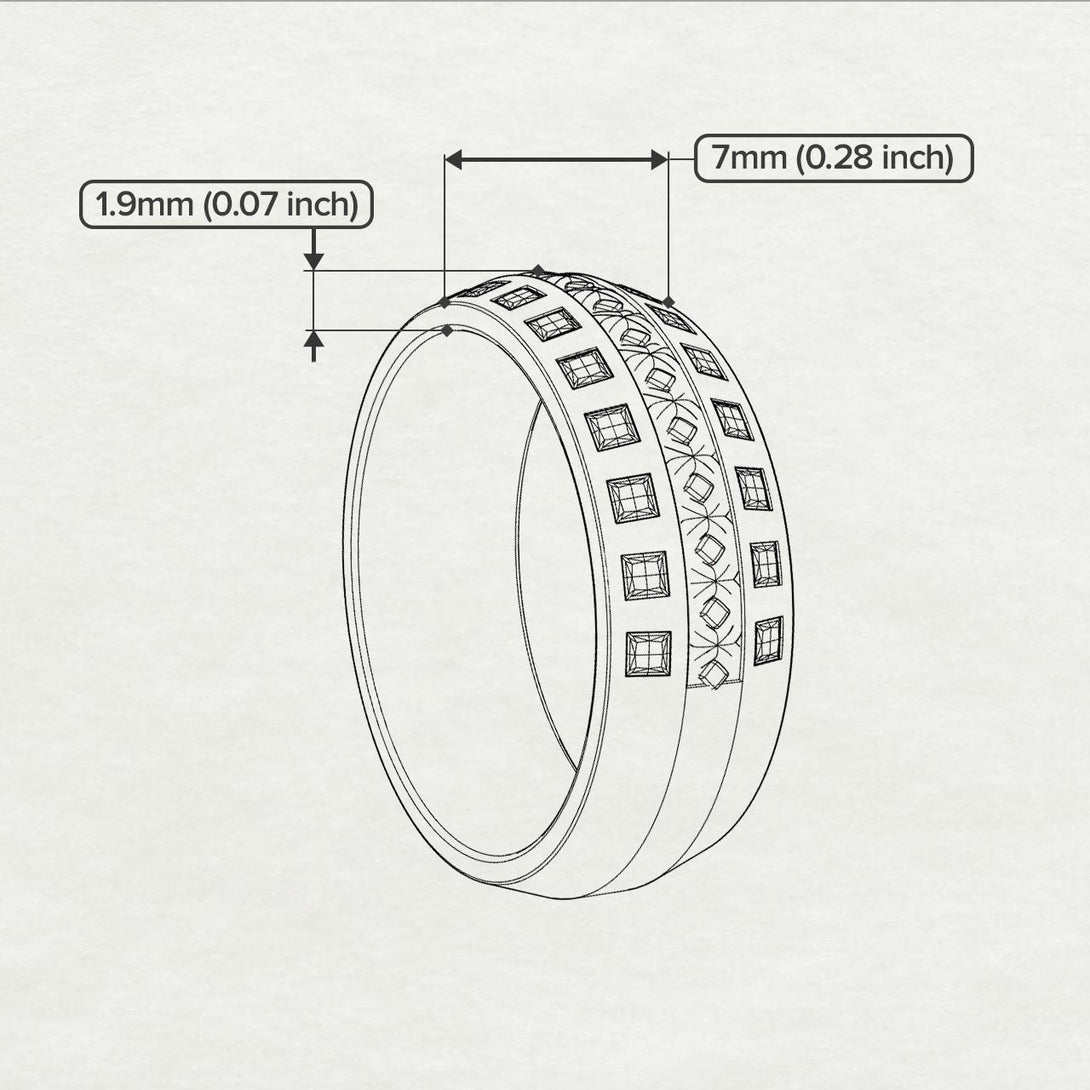 Vintage Princess Black Diamond Wedding Band - Daniel No. 5