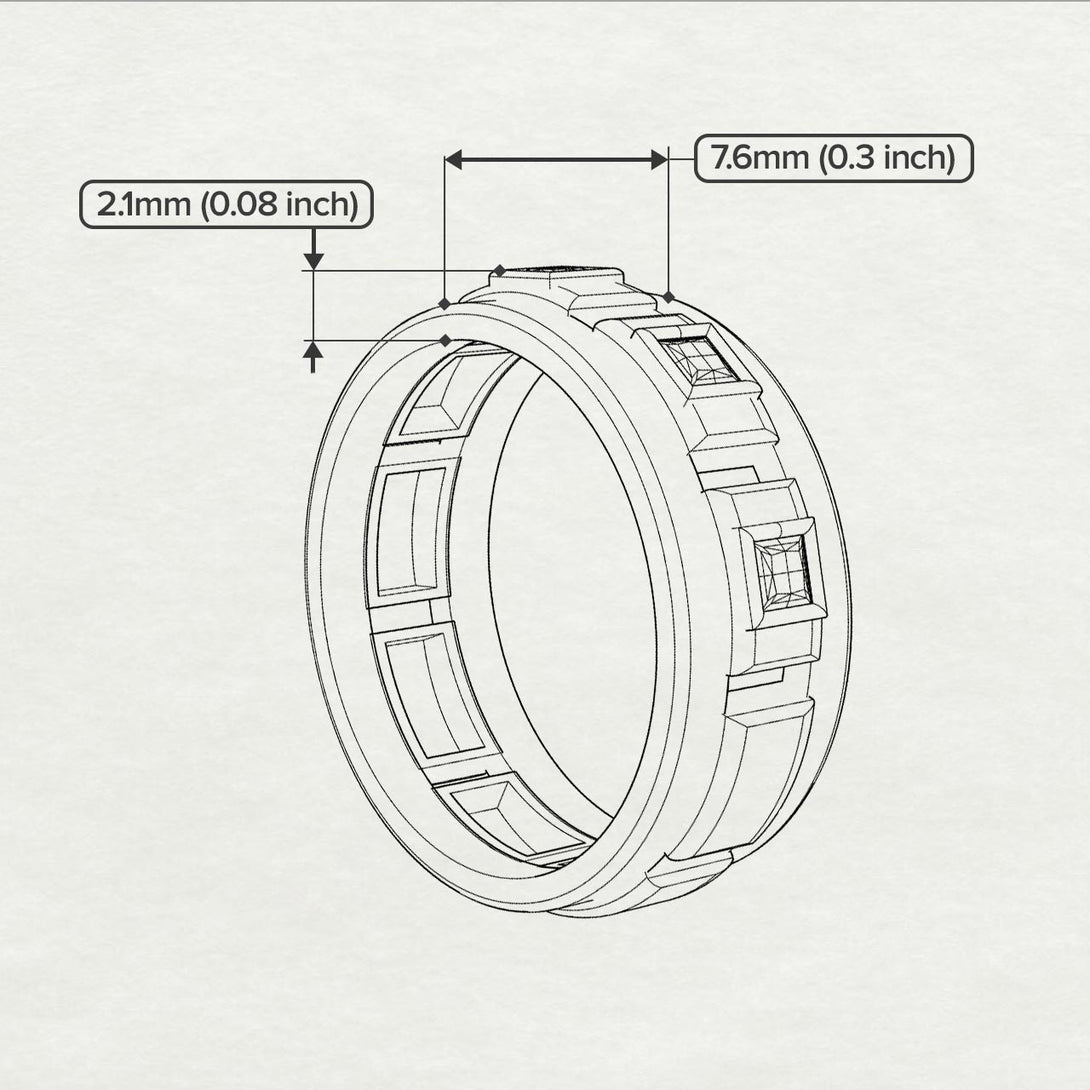 Architectural Princess Emerald Wedding Band - Henry No. 12