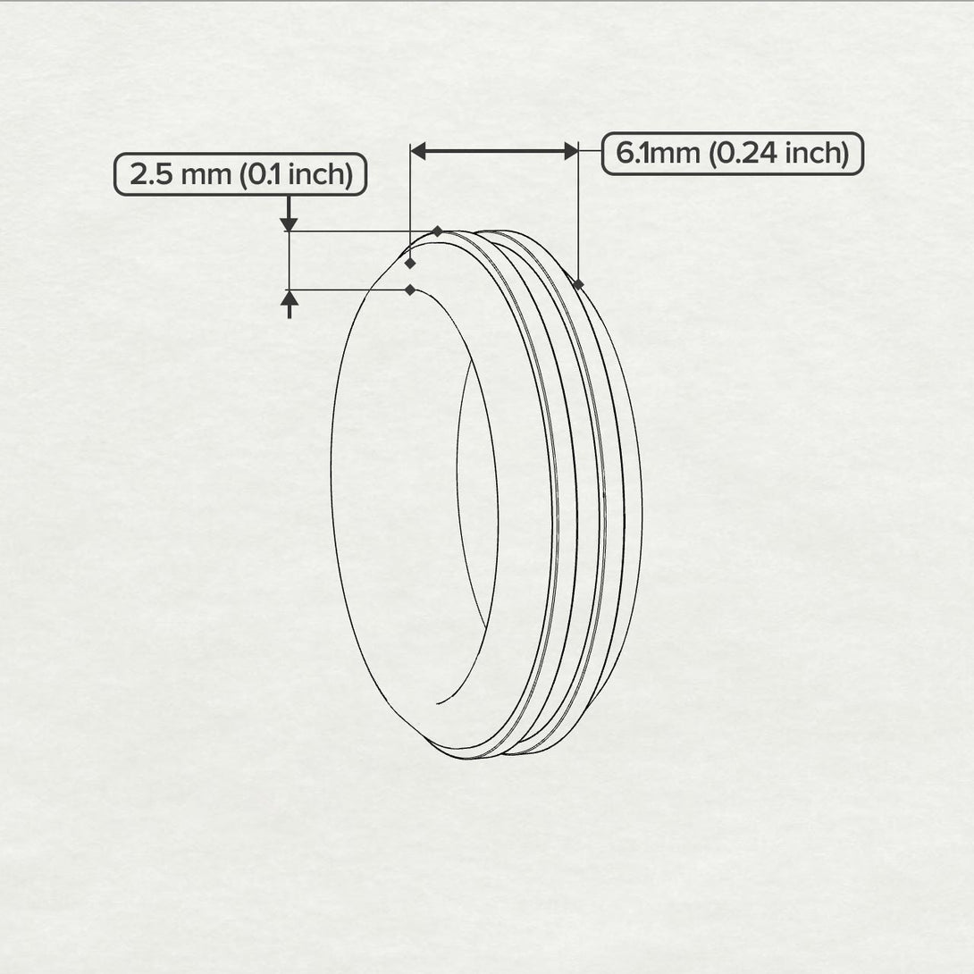 Black Men Ring With 2 Golden Lines - Steven No. 1