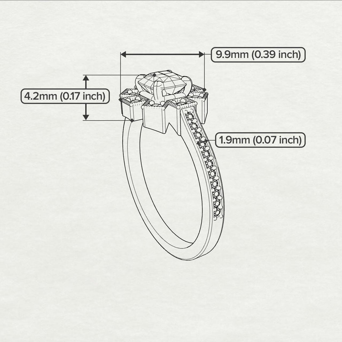 Geometrical Radiant Black Diamond Engagement Ring - Jennifer No. 37
