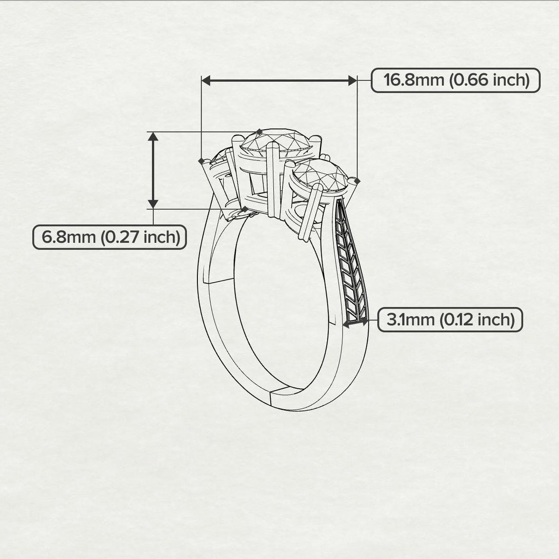 Three Stones Black Diamond Braches Ring - Donna No. 7