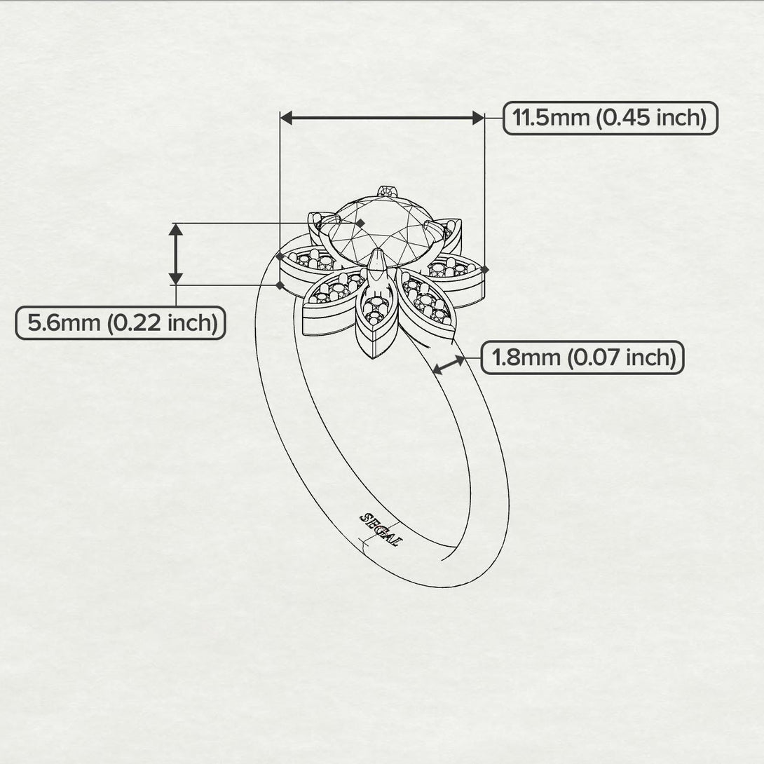 Round Emerald Flower Ring - Michelle No. 51