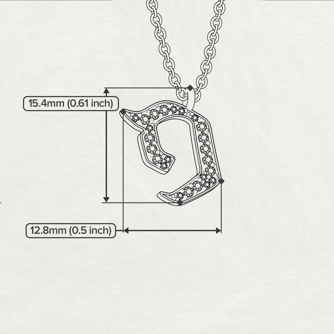 Pey - Hebrew Alef-Bet letter diamond Necklace - Pey letter