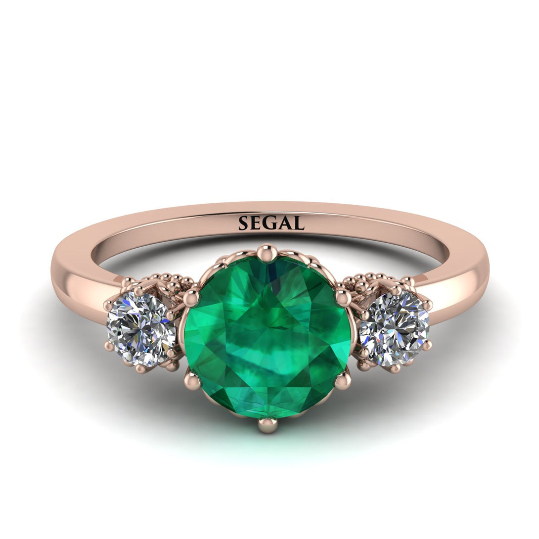 Classic 3 Stone Emerald Engagement Ring - Sofia No. 5