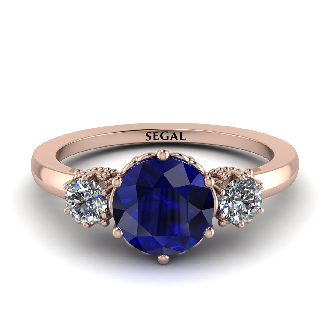 Classic 3 Stone Sapphire Engagement Ring - Sofia No. 14