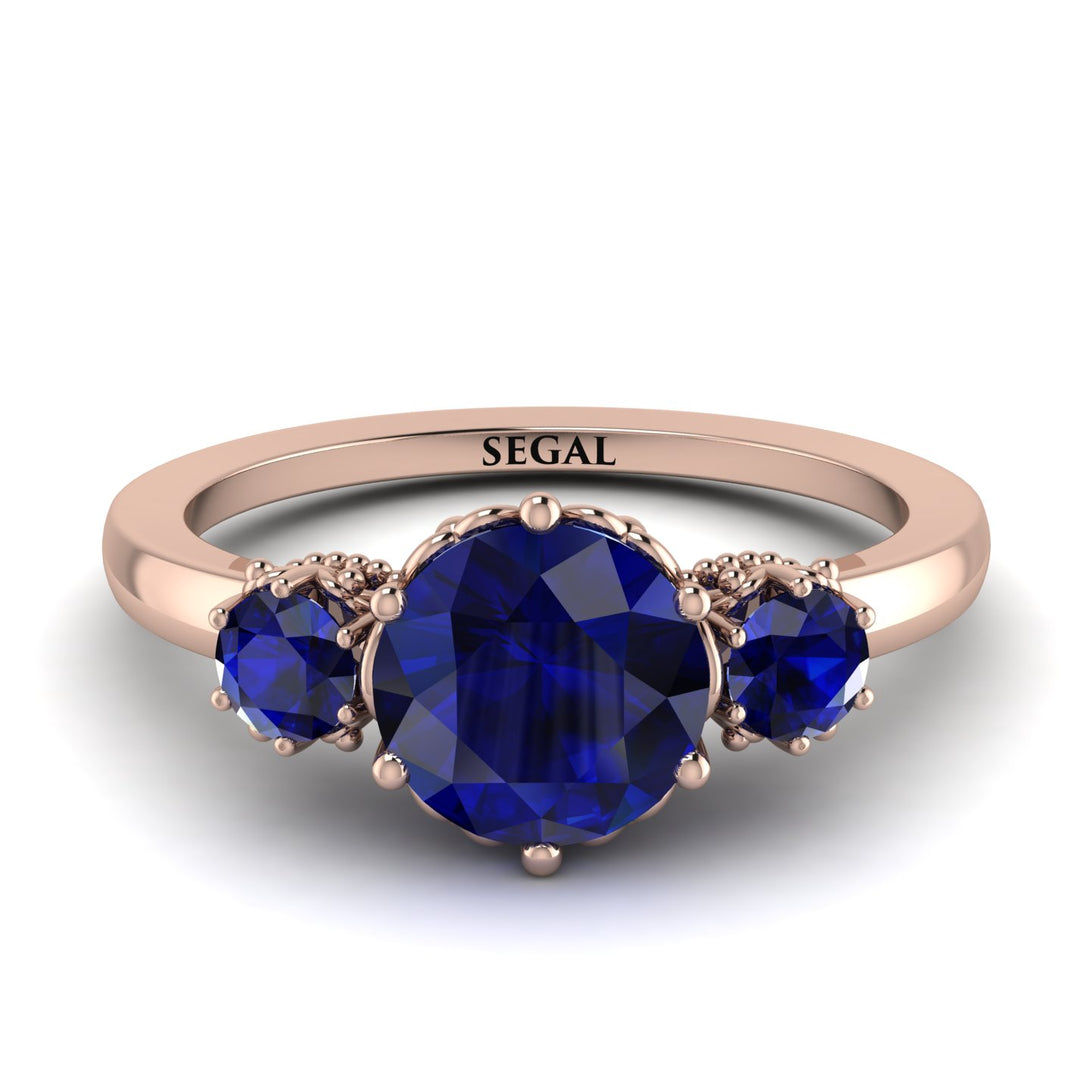 Classic 3 Stone Sapphire Engagement Ring - Sofia No. 74