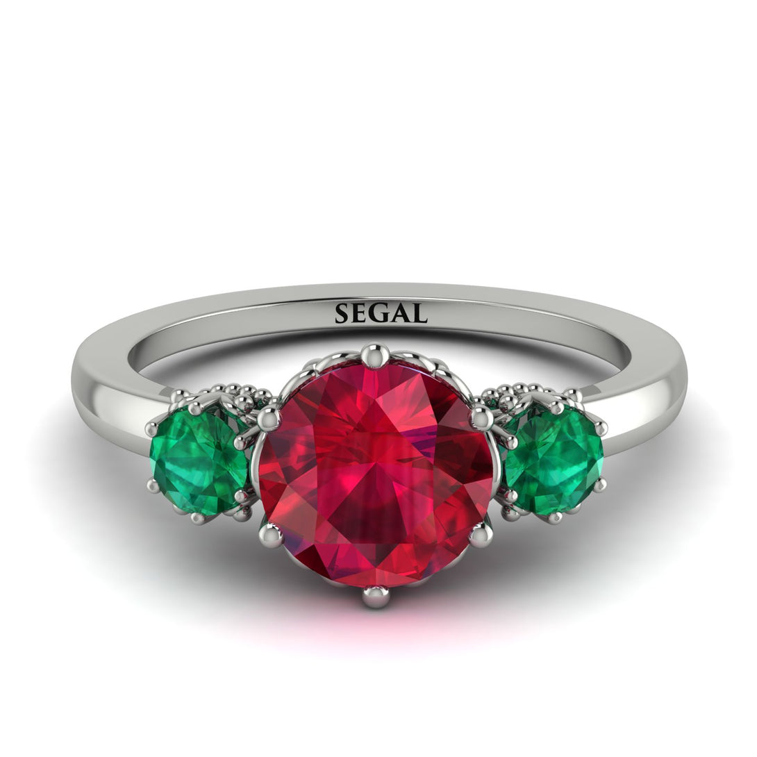 Classic 3 Stone Ruby Engagement Ring - Sofia No. 27