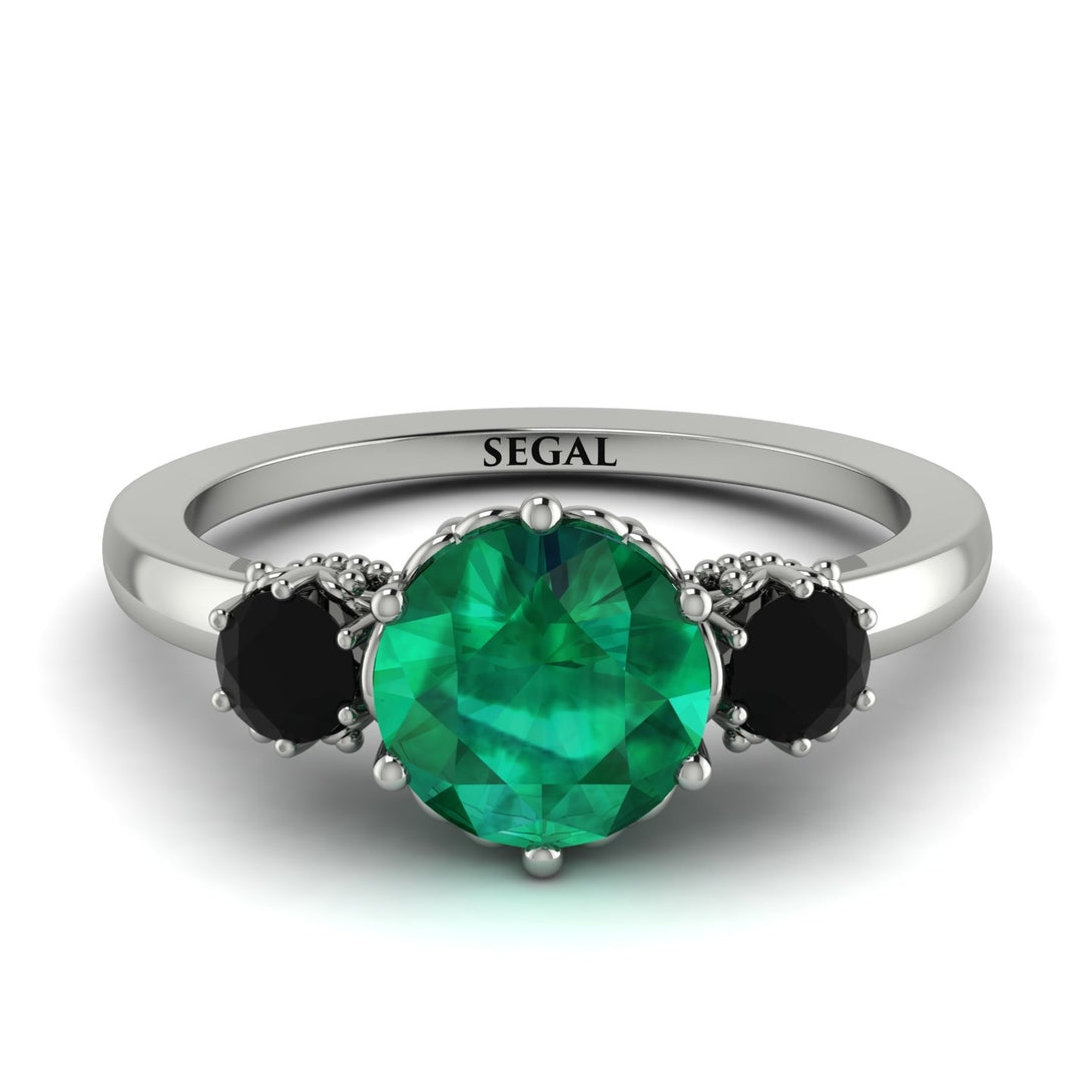 Classic 3 Stone Emerald Engagement Ring - Sofia No. 36