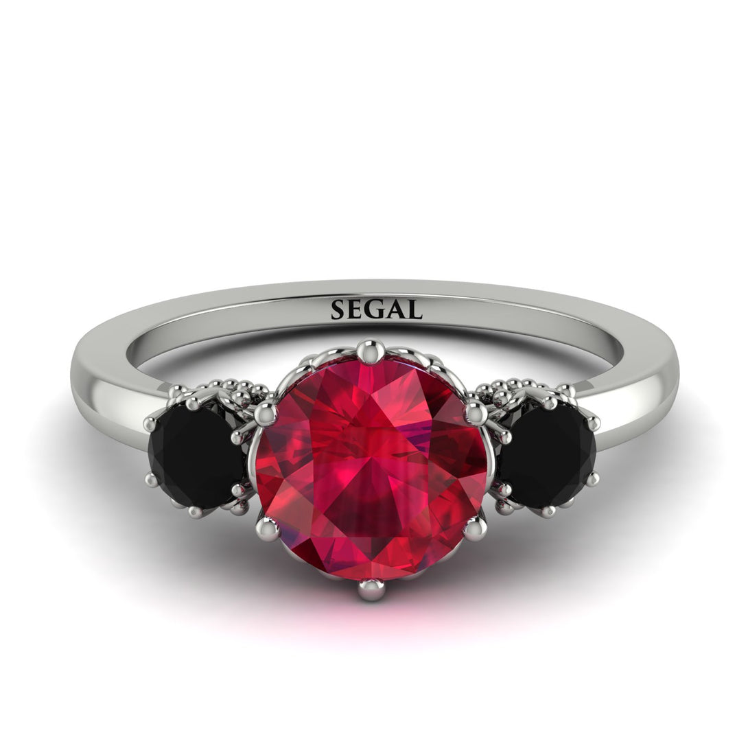 Classic 3 Stone Ruby Engagement Ring - Sofia No. 42