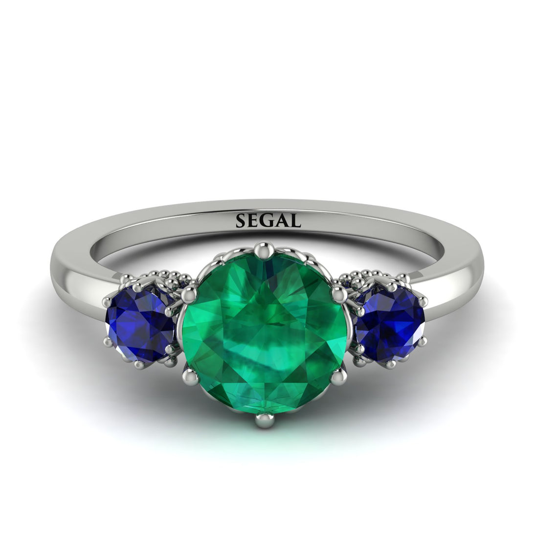 Classic 3 Stone Emerald Engagement Ring - Sofia No. 66
