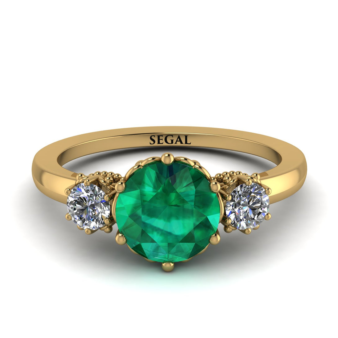 Classic 3 Stone Emerald Engagement Ring - Sofia No. 4