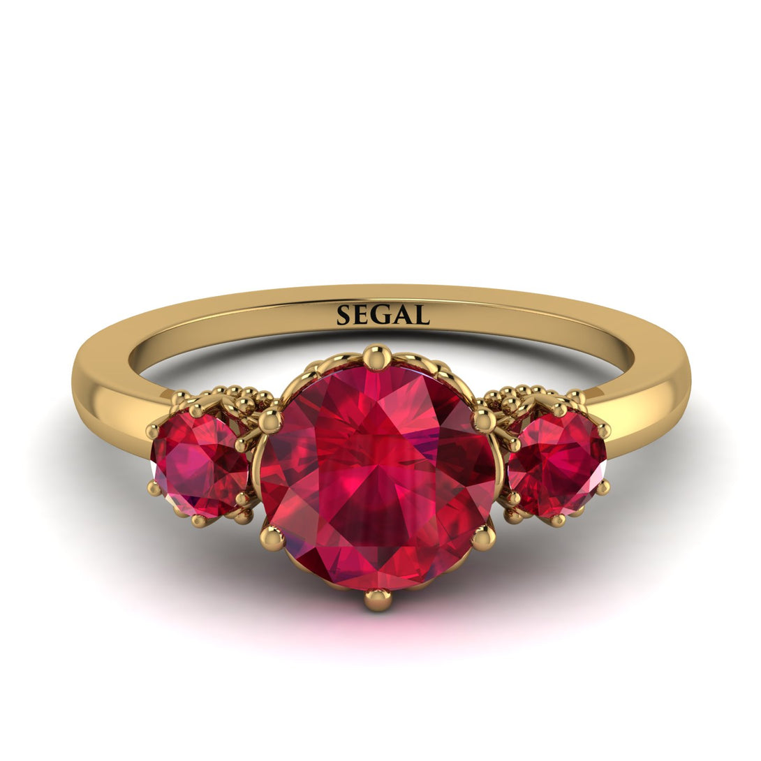 Classic 3 Stone Ruby Engagement Ring - Sofia No. 55