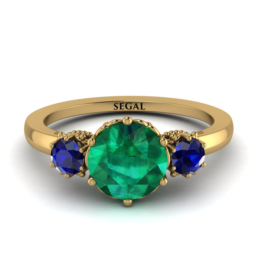 Classic 3 Stone Emerald Engagement Ring - Sofia No. 64