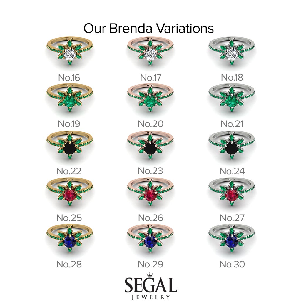 Flower 0.5 Carat Sapphire Pave Engagement Ring - Brenda No. 15
