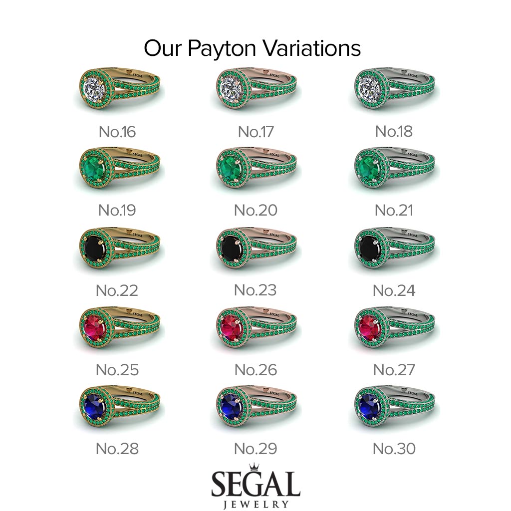 Two Tones Milgrain Round Diamond Engagement Ring - Payton No. 77