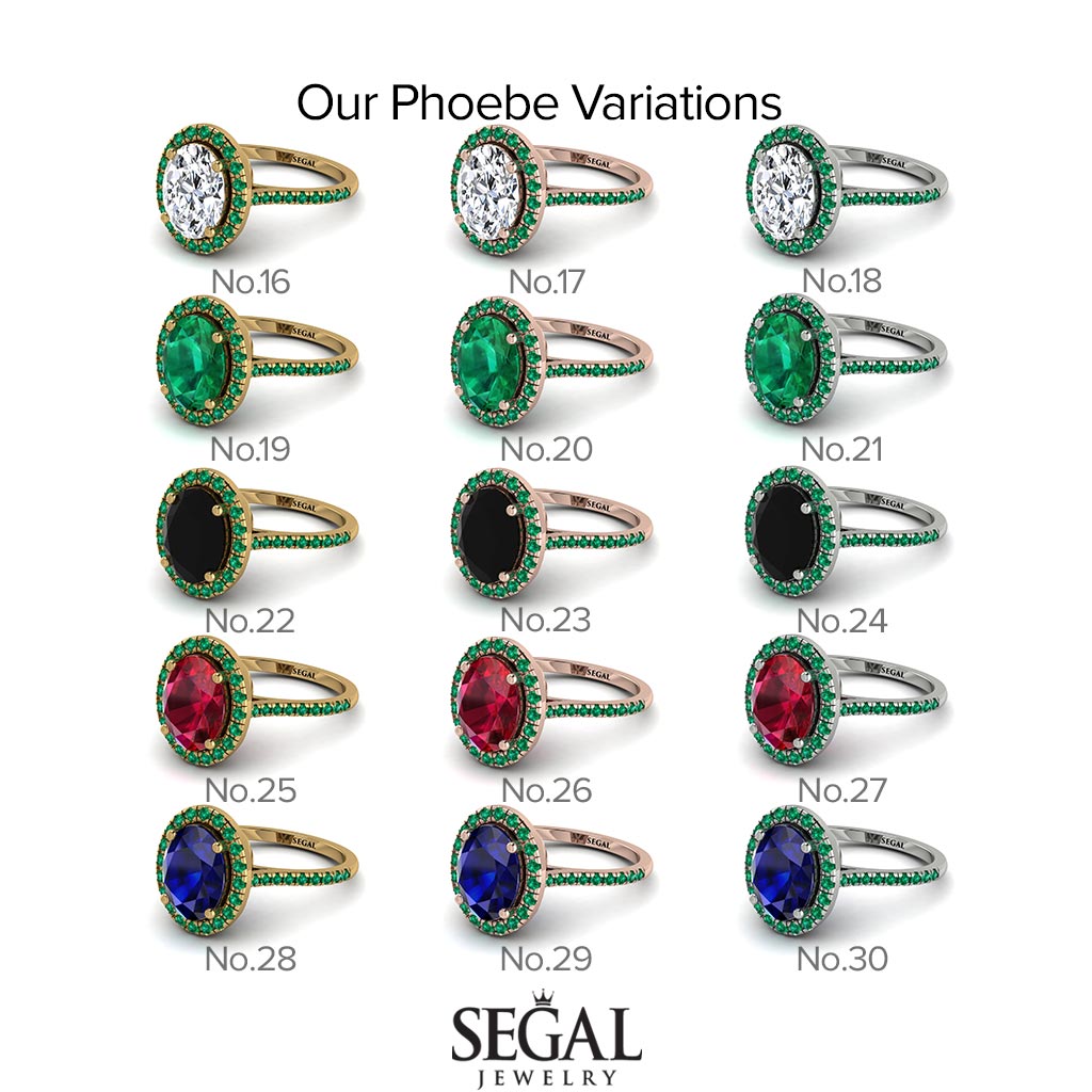 Two Tones Gorgeous Oval Cut Black Diamond Pave Engagement Ring With Hidden Stone - Phoebe No. 81