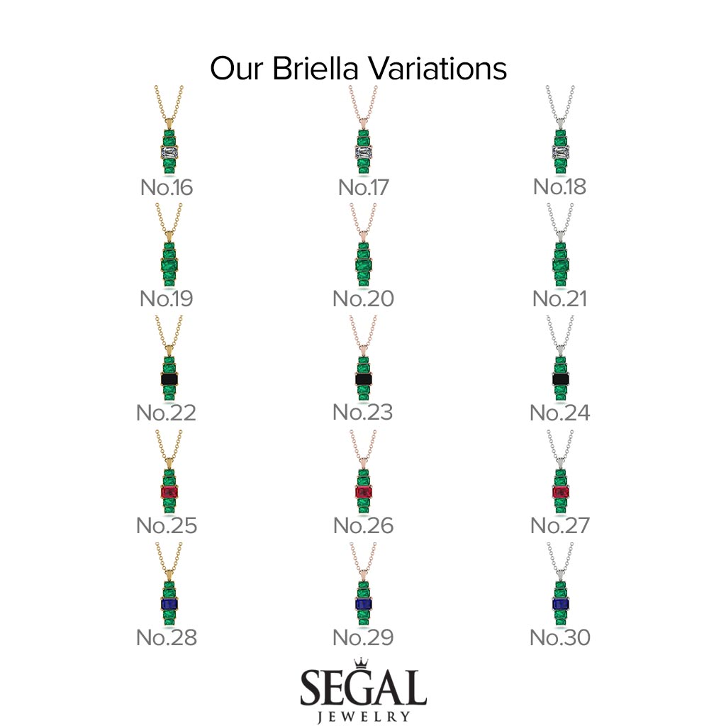 Emerald Cut Sapphire Stairs Necklace - Briella No. 15