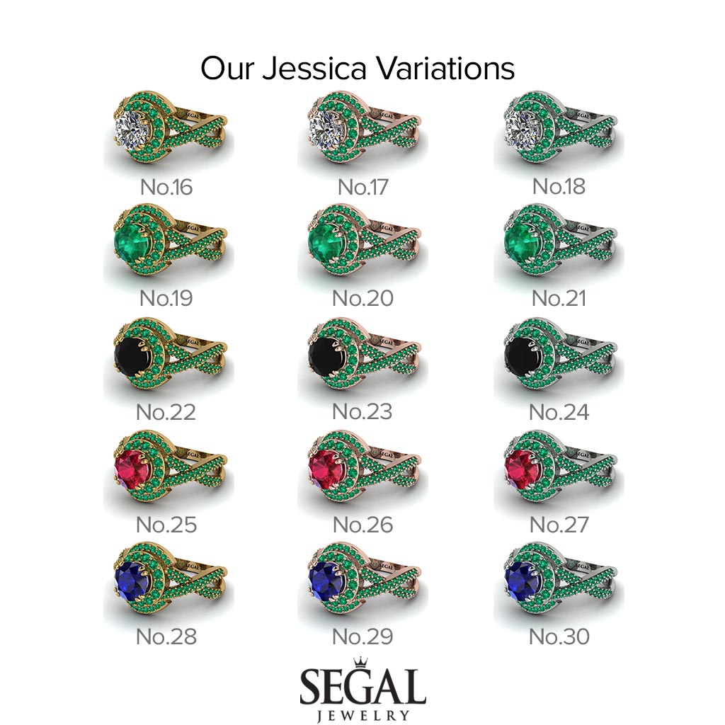 Unique Sapphire Halo Engagement Ring - Jessica No. 30