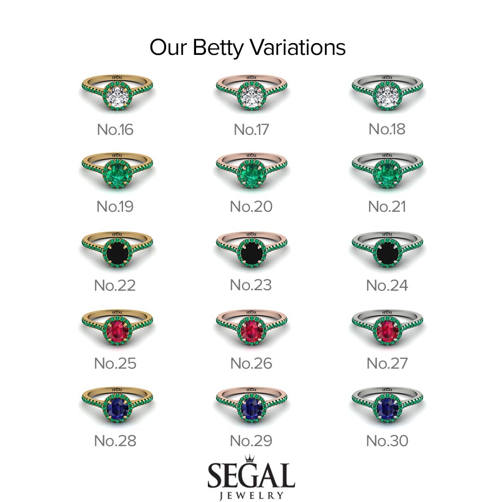 Milgrain Halo Emerald Ring - Betty No. 66