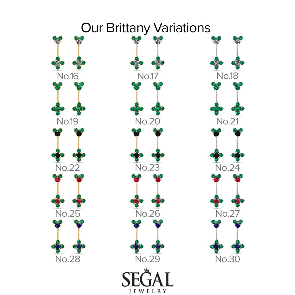 Hanging Black Diamond Compass Earrings - Brittany No. 22