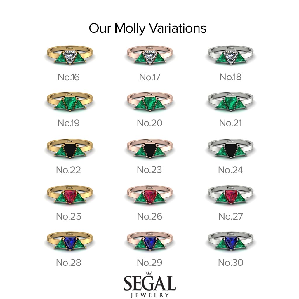 Triangle Emerald Engagement Ring - Molly No. 65
