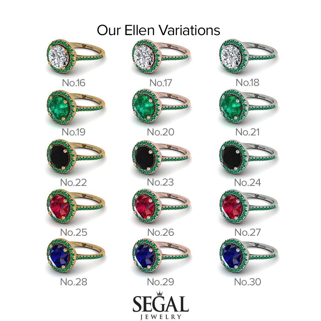 Two Tones Gorgeous Round Cut Diamond Pave Engagement Ring With Hidden Stone - Ellen No. 76