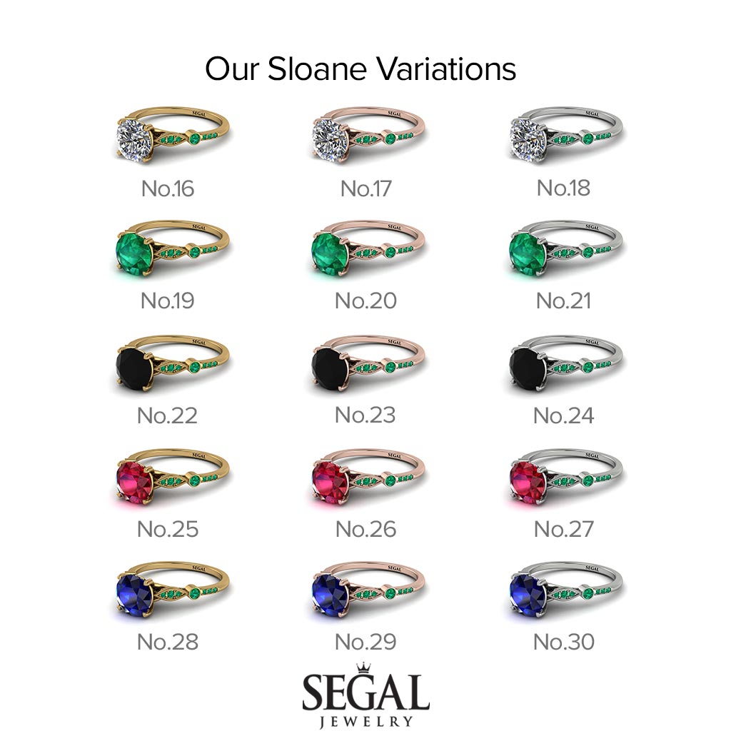 Round Black Diamond Vintage Ring - Sloane No. 9