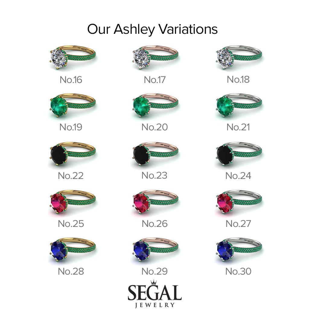 Hidden Halo Round Black Diamond Engagement Ring - Ashley No. 39