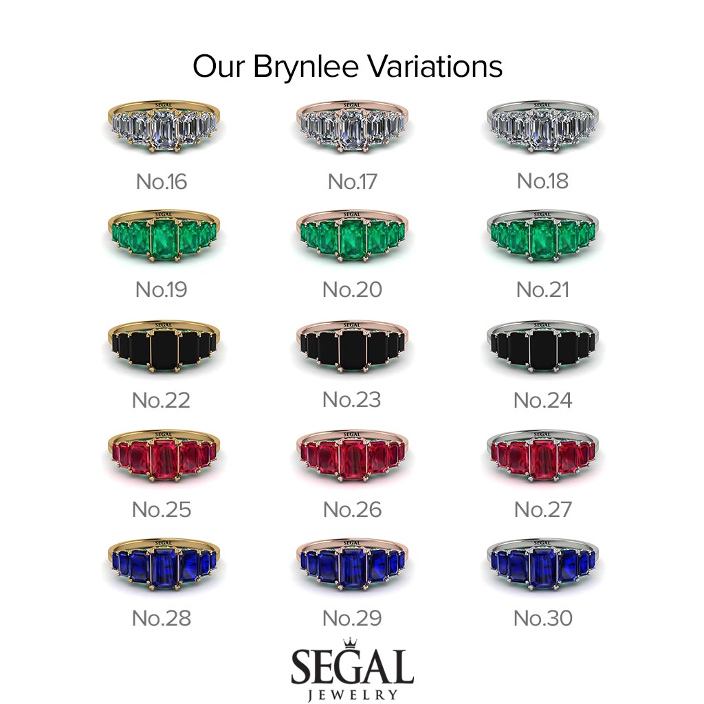 Emerald Cut Black Diamond Ring With Hidden Black Diamonds - Brynlee No. 9
