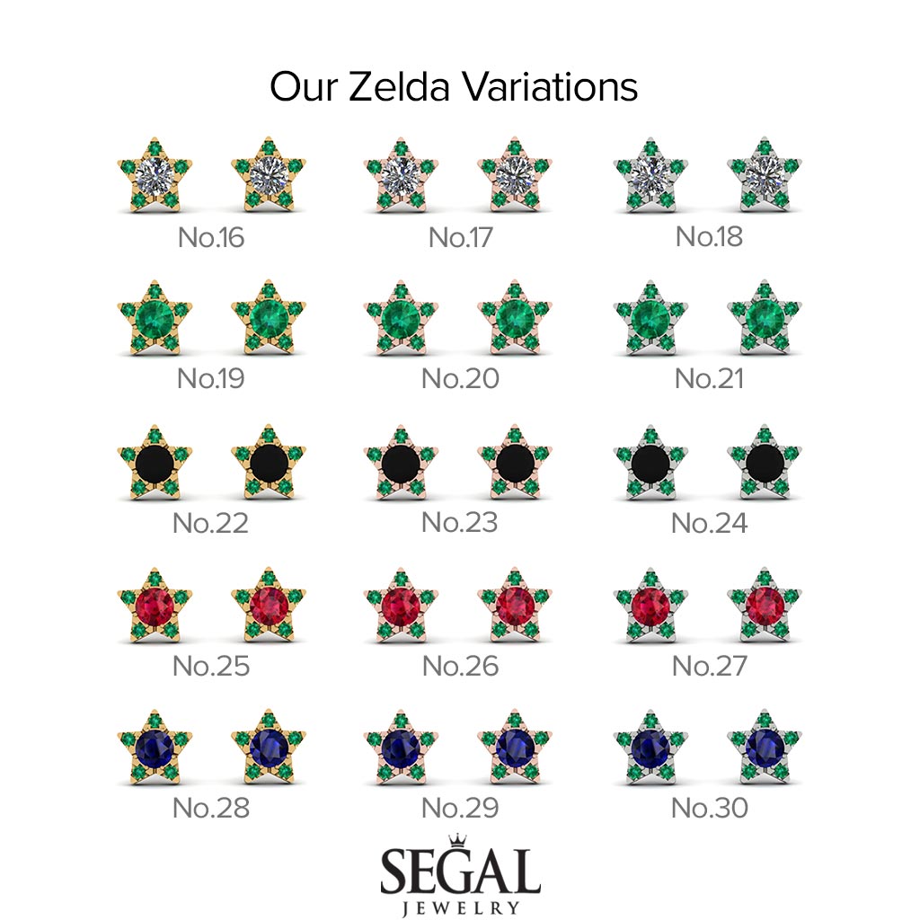 Star Halo Black Diamond Earrings - Zelda No. 8