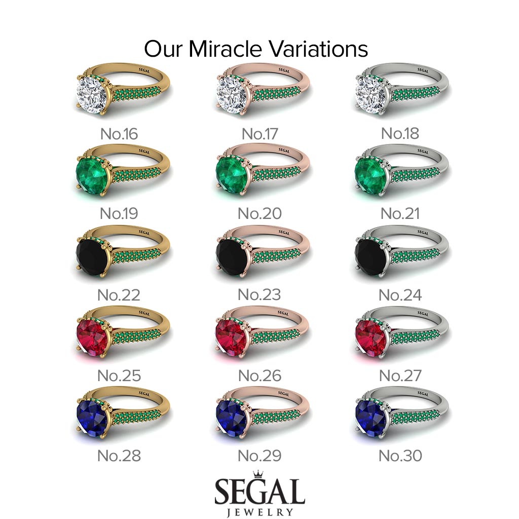 Two Tones Luxury Pave Round Cut Diamond Engagement Ring With Hidden Stone - Miracle No. 78