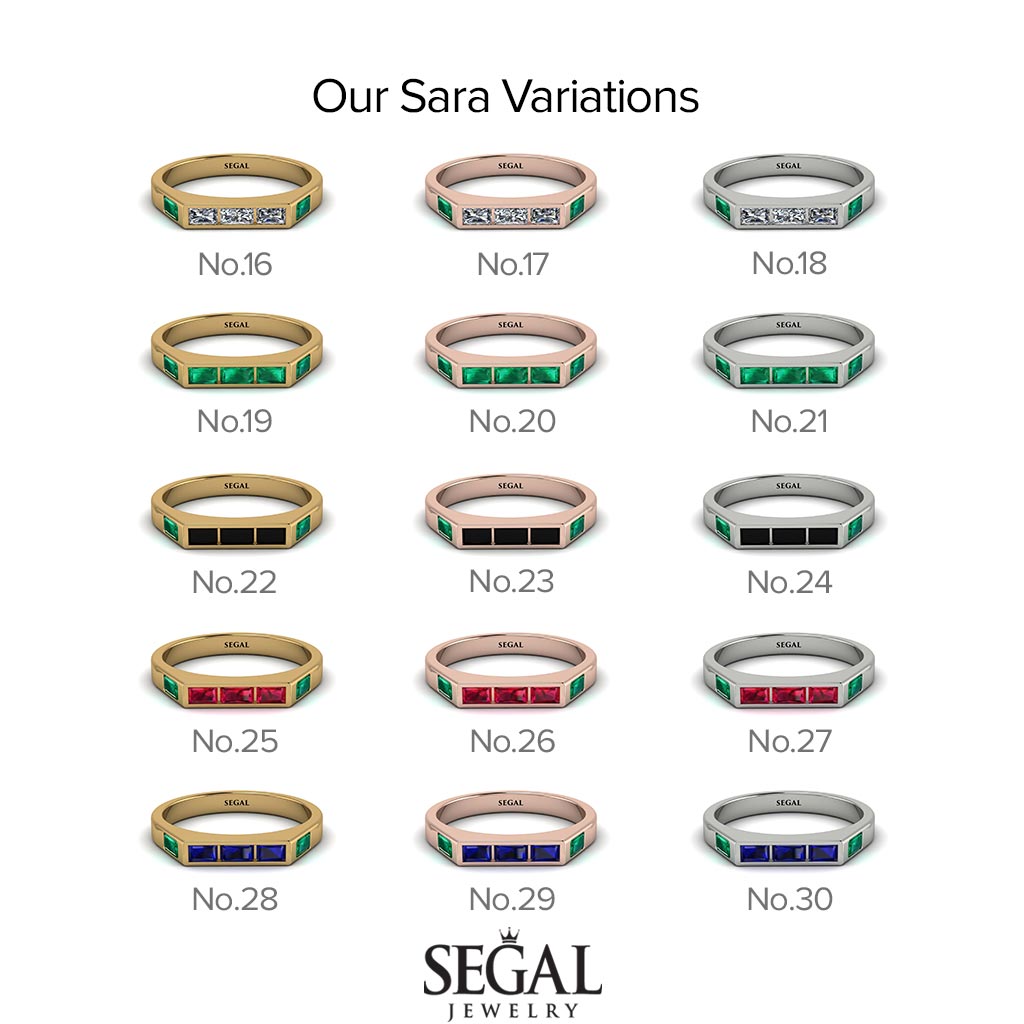 Emerald Cut Thin Emerald Signature Ring - Sara No. 49