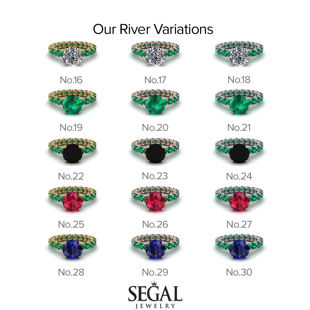 Fancy Emerald Engagement Ring - River No. 34