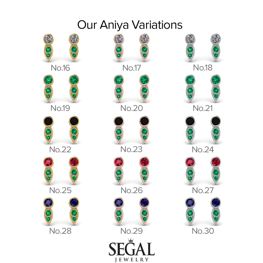 Bezel Emerald Earrings In Pear Shaped - Aniya No. 19