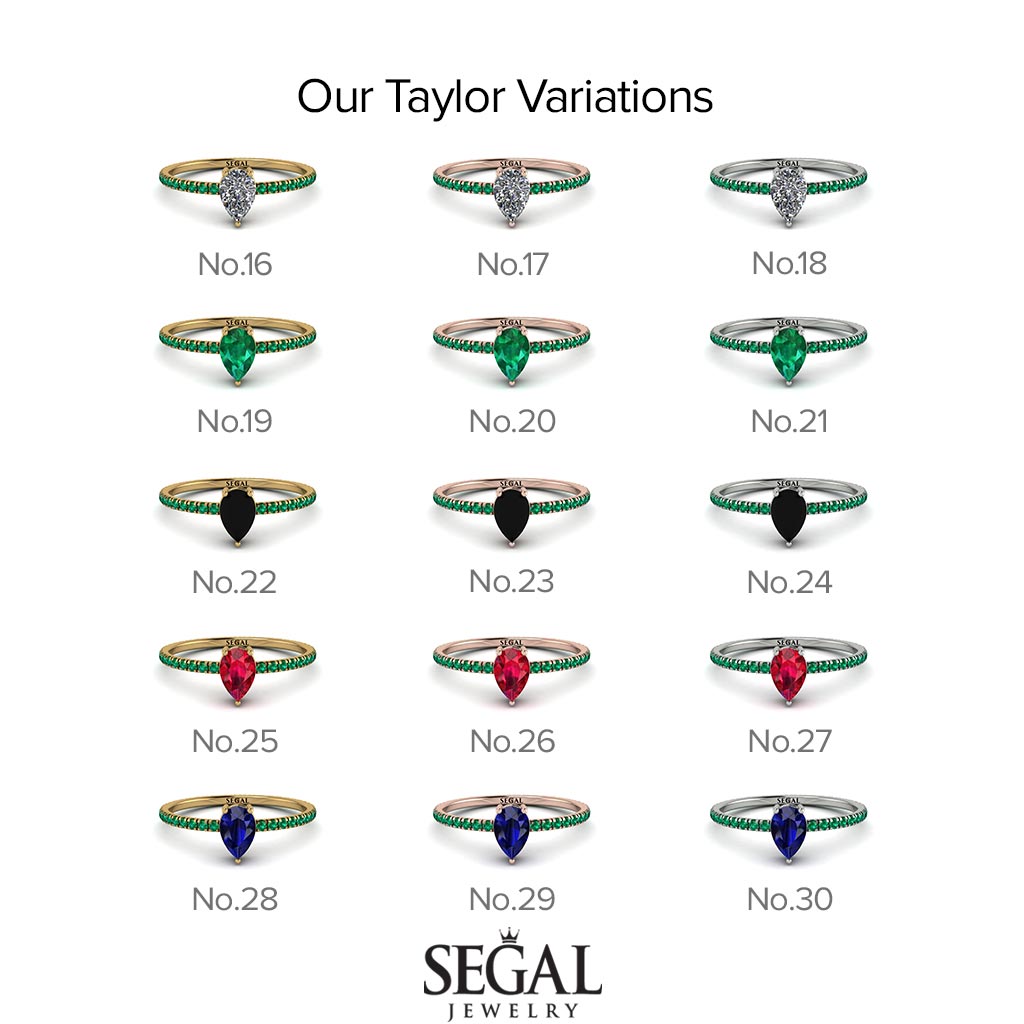 Pear Moissanite Ring With Micro Pave - Taylor No. 1