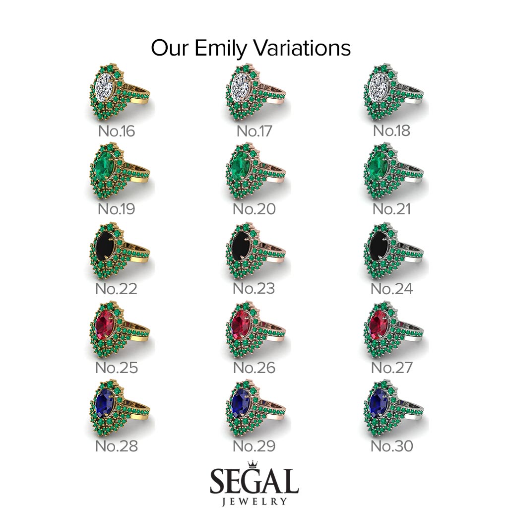 Glamorous Oval Emerald Bridal Set - Emily No. 4