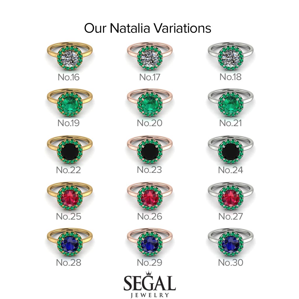1ct Round Emerald Engagement Ring - Natalia No. 5