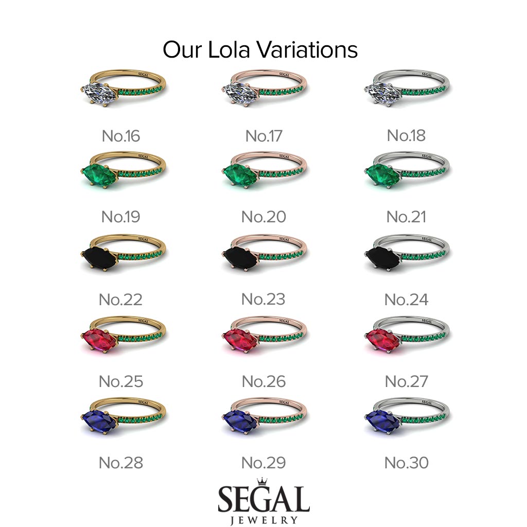 Marqise Emerald Engagement Ring - Lola No. 6