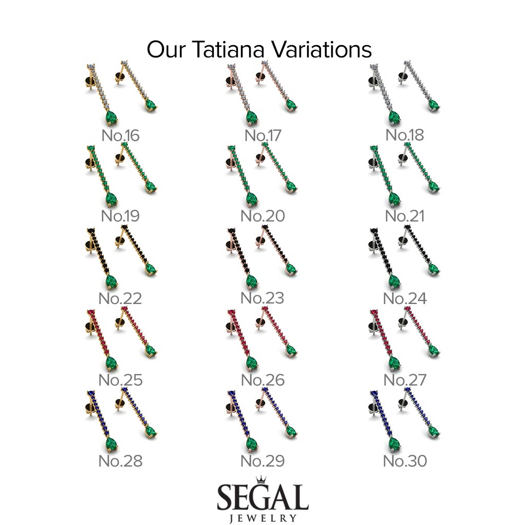 Hanging Oval Diamond Earrings - Tatiana No. 13
