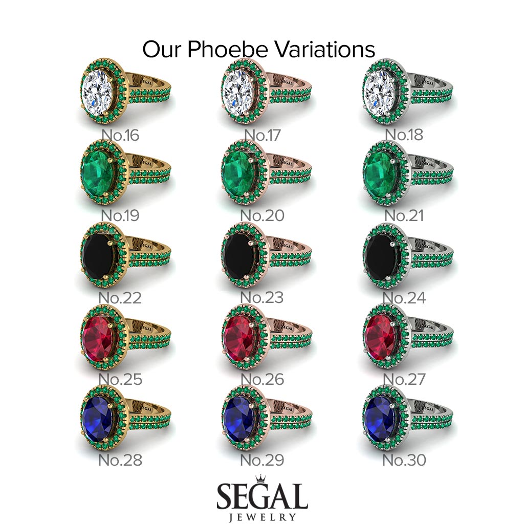 Two Tones Gorgeous Oval Cut Black Diamond Pave Double Shank Engagement Ring With Hidden Stone - Phoebe No. 80