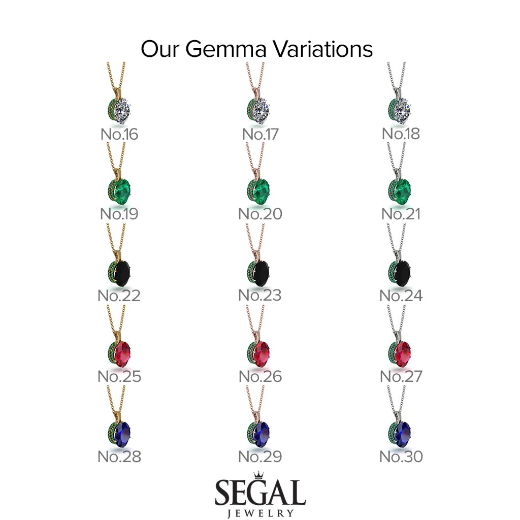 Oval Ruby Hidden Halo Necklace - Gemma No. 72