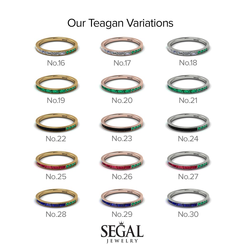 Emerald Cut Sapphire Milgrain Eternity Ring - Teagan No. 13