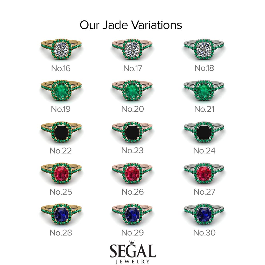 Cushion Diamond Halo Engagement Ring - Jade No. 2