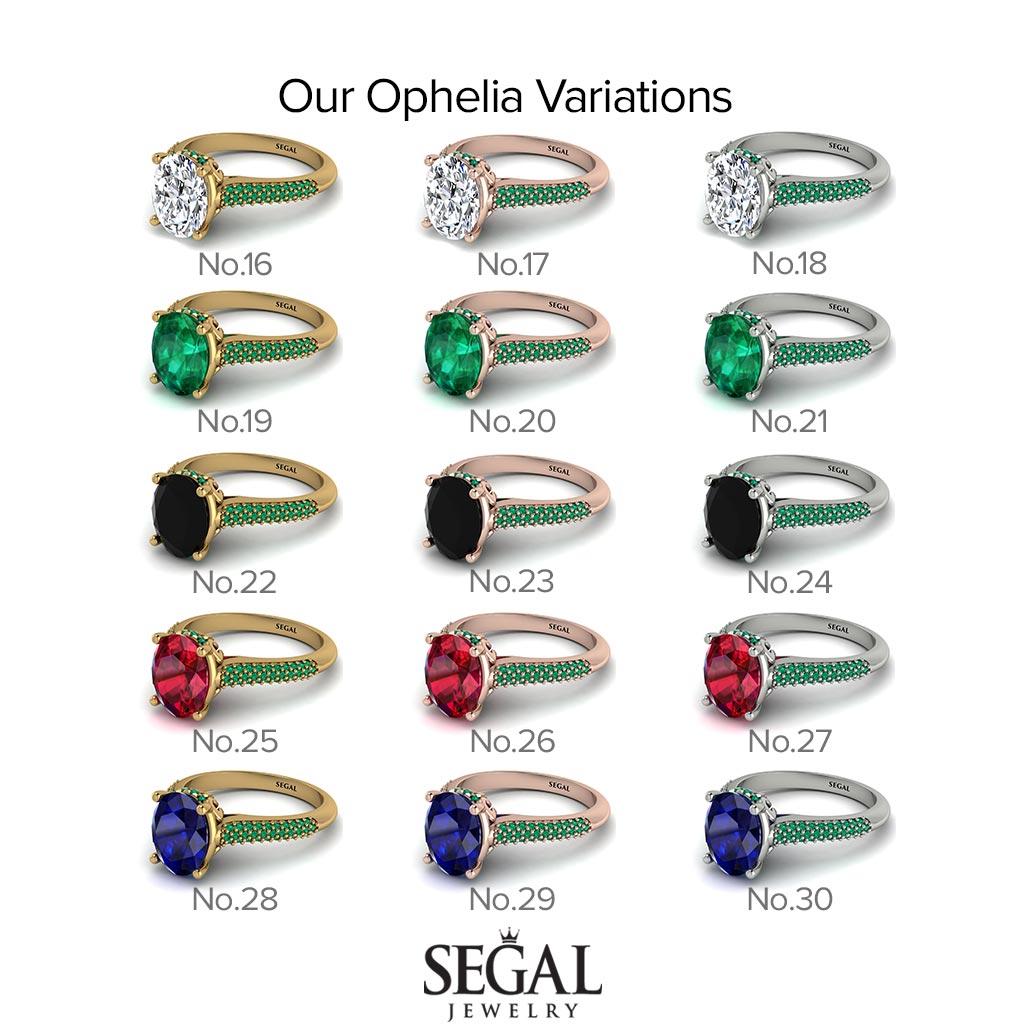 Two Tones Luxury Pave Oval Cut Diamond Engagement Ring With Hidden Stone - Ophelia No. 77