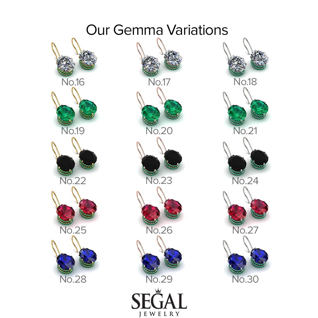 Oval Hidden Halo Black Diamond Earrings - Gemma No. 69
