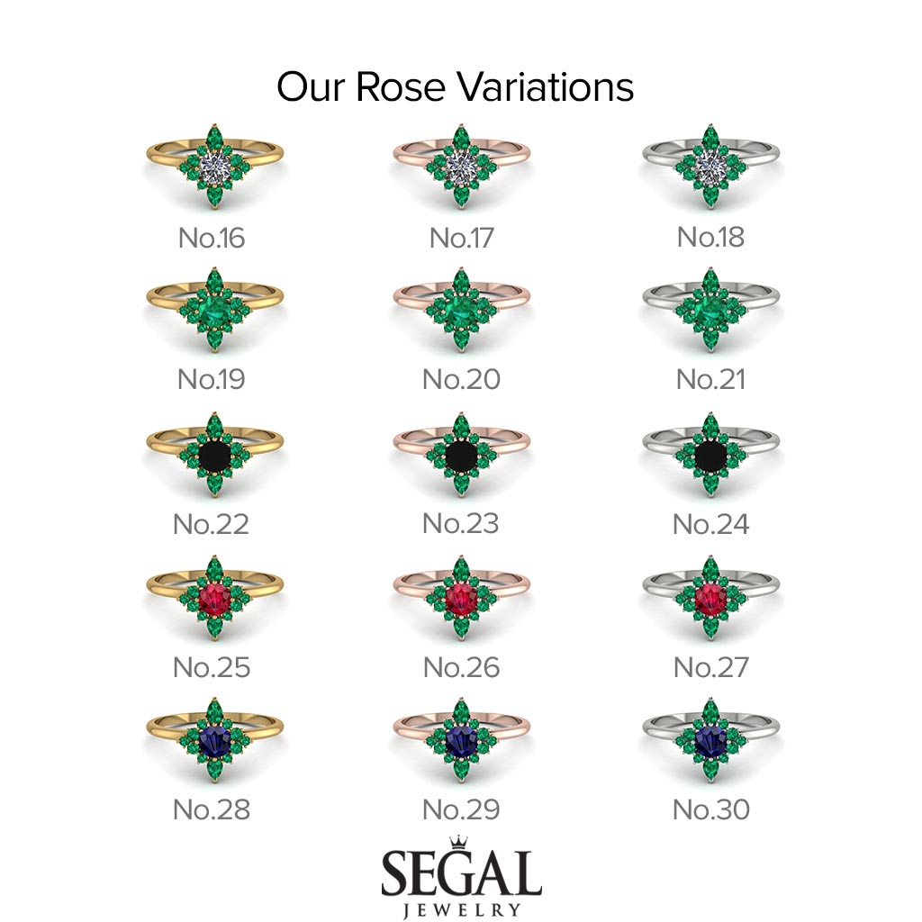 Compass Emerald Engagement Ring - Rose No. 4