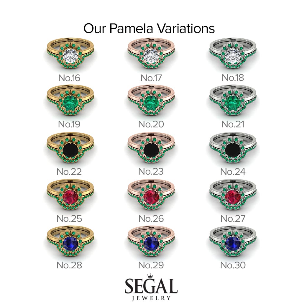 0.8 Carat Ruby Halo Bridal Set - Pamela No. 27