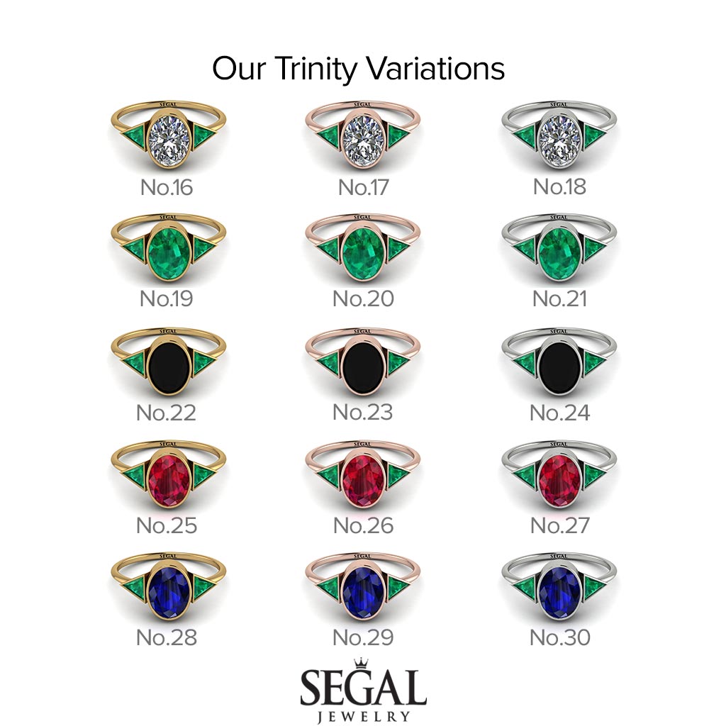 Geometrical Bezel Emerald Ring - Trinity No. 23