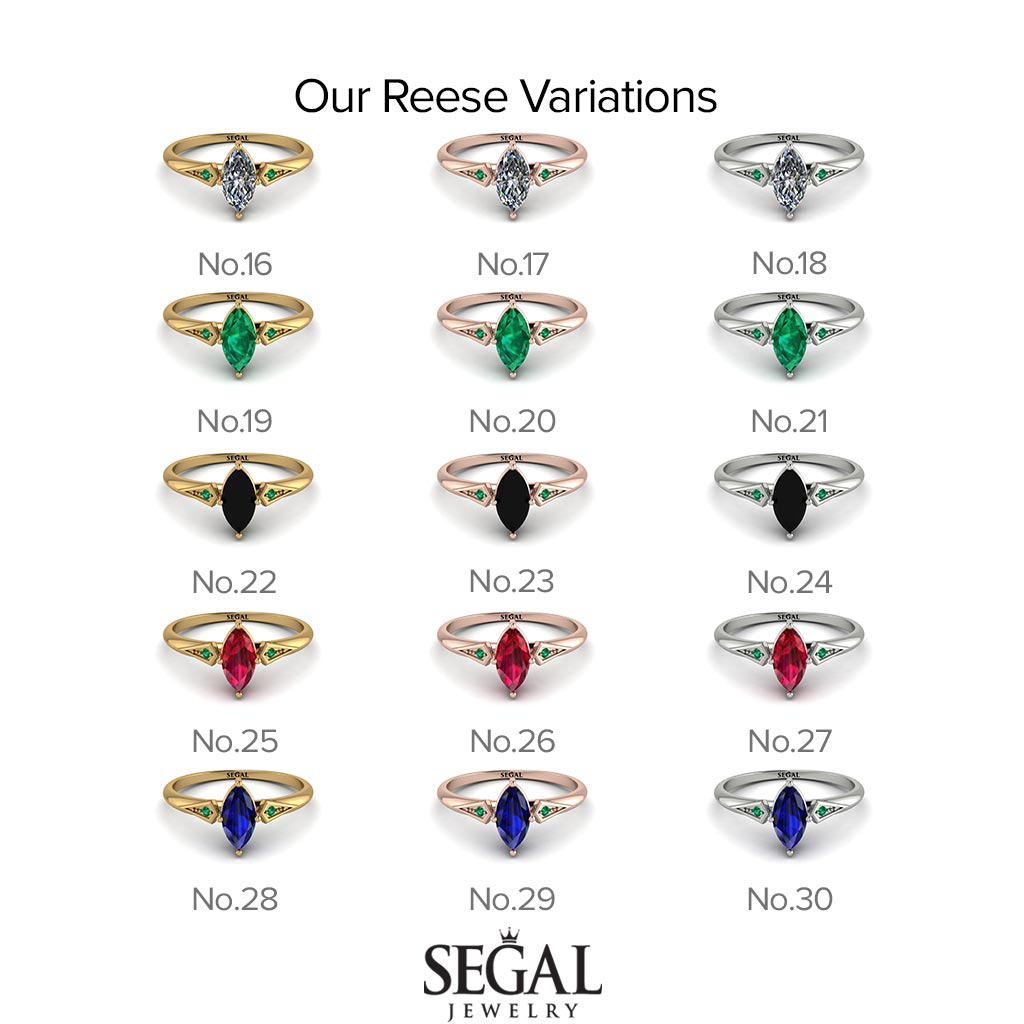 Marquise Sapphire Geometrical Engagement Ring - Reese No. 13