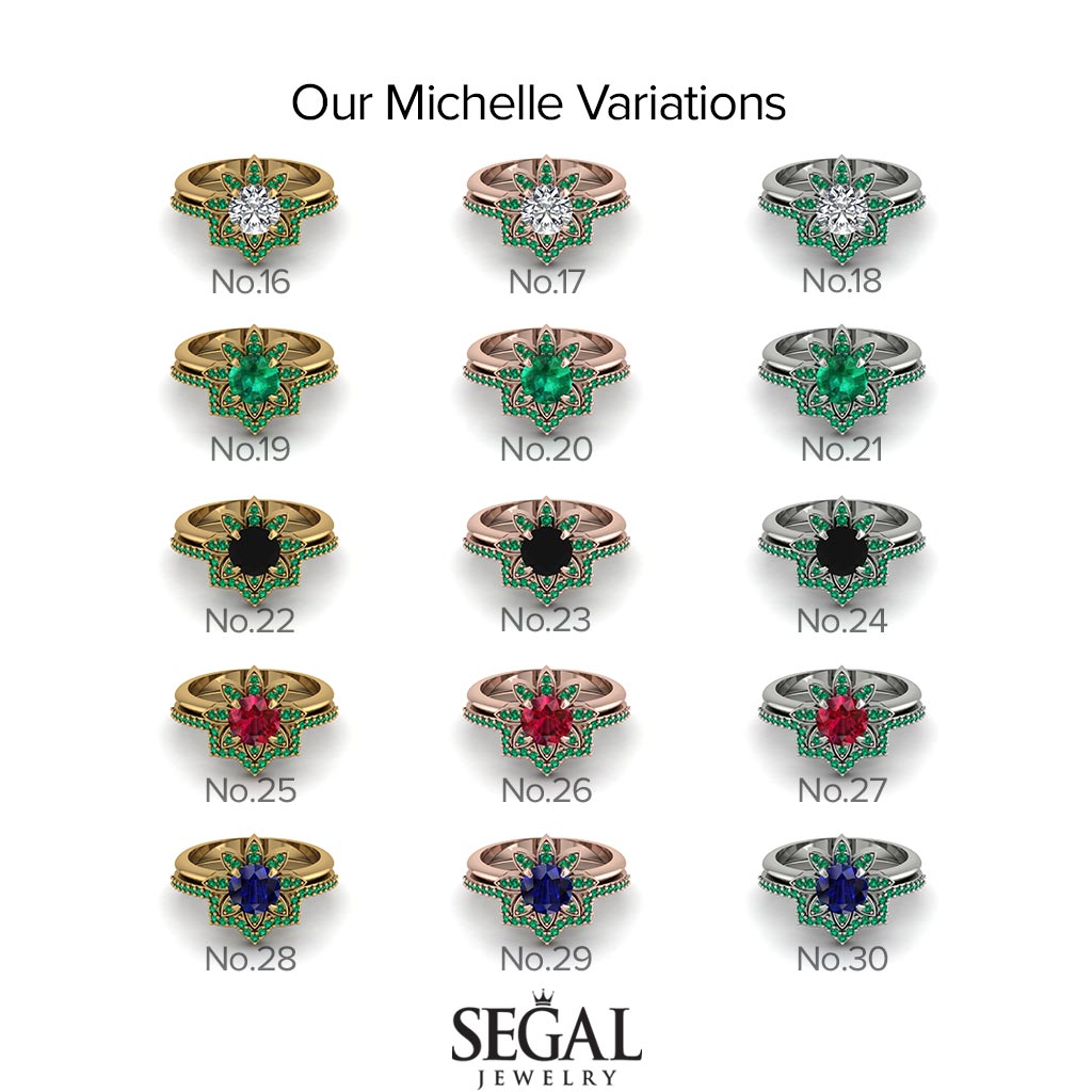 Round Diamond Flower Bridal Set - Michelle No. 3